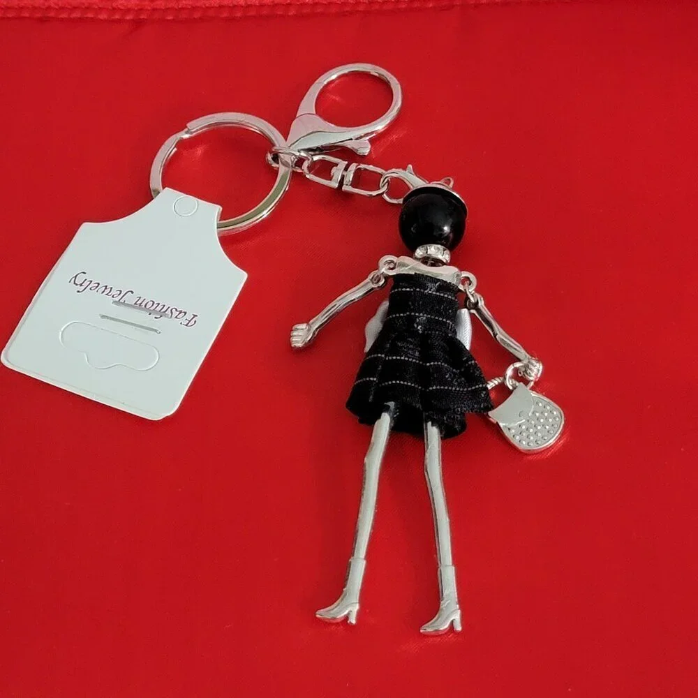 Fashion Jewelry Moveable Lady Keychain Bag charm